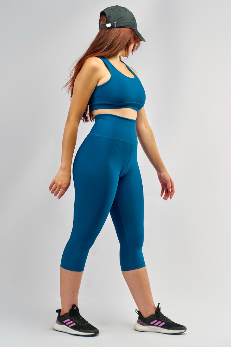 Pantalon Legging Capri Bleu Pétrol -4314-